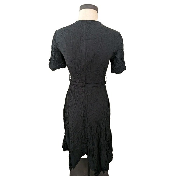 Banana Republic NEW Wrap Dress Black Size 4 Petite Short Sleeve Belt - Picture 2 of 7